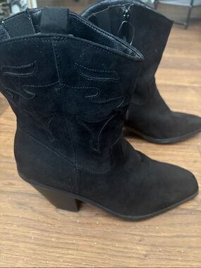 Torrid Black Suede Western Ankle Boots